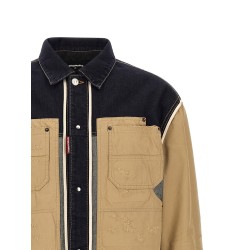 Two-material denim jacket