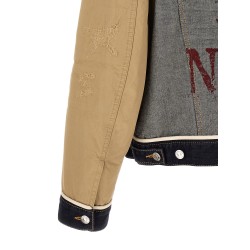 Two-material denim jacket