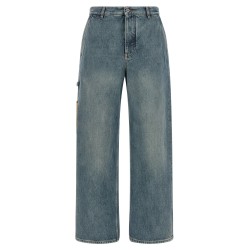Leather pocket jeans