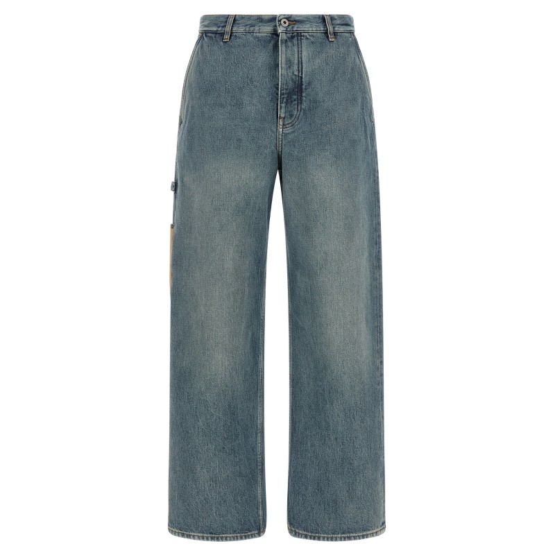 Leather pocket jeans