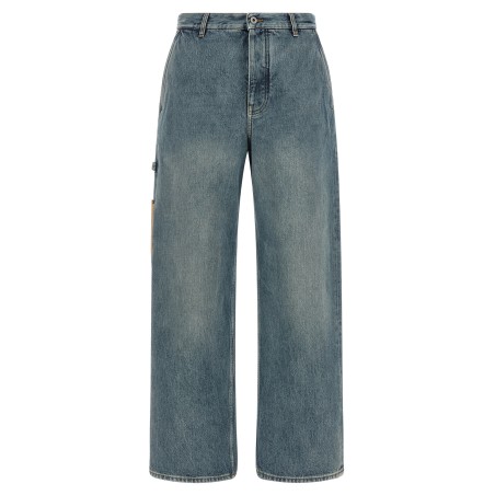 Leather pocket jeans