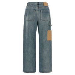 Leather pocket jeans