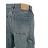 Leather pocket jeans