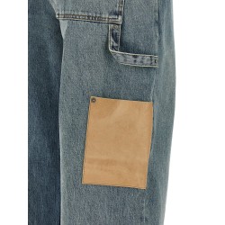 Leather pocket jeans