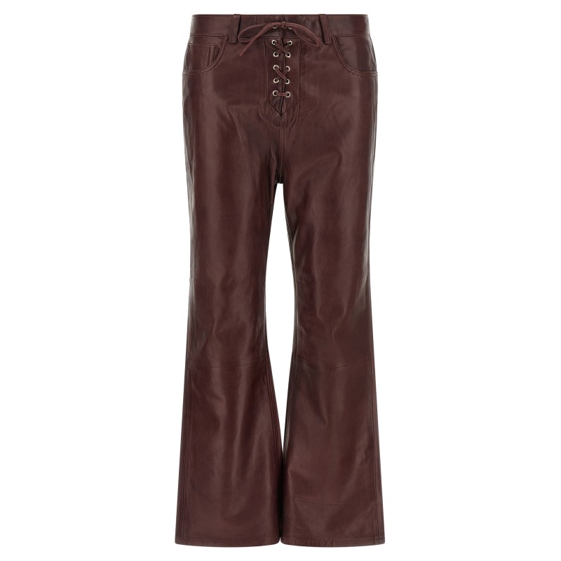 Flared leather-effect pants