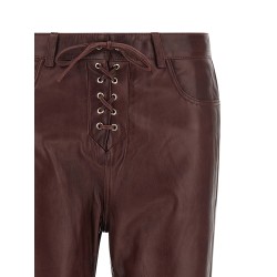 Flared leather-effect pants