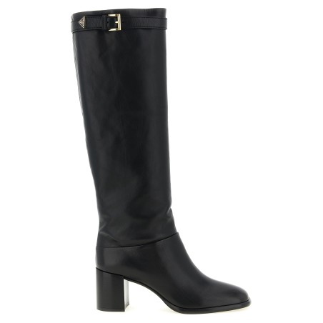 High boots with buckle and logo