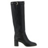 High boots with buckle and logo