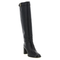 High boots with buckle and logo
