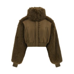 Bomber jacket with fur inserts