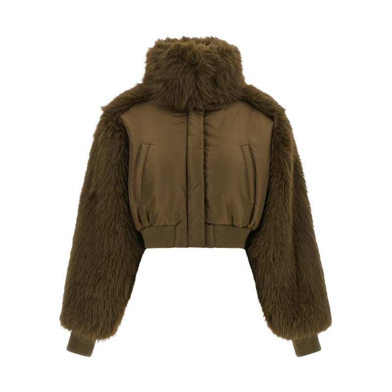 Bomber jacket with fur inserts