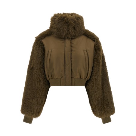 Bomber jacket with fur inserts