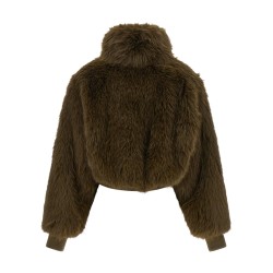 Bomber jacket with fur inserts