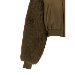 Bomber jacket with fur inserts