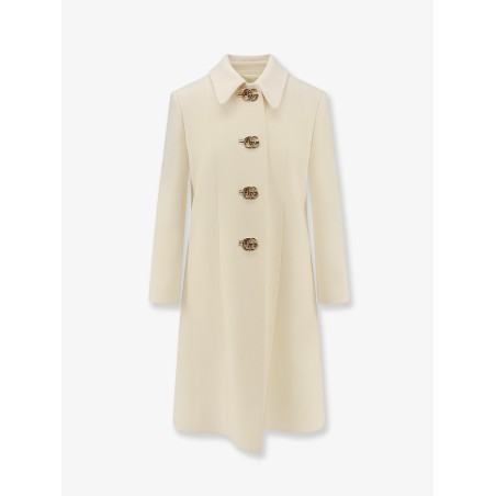White wool crêpe coat