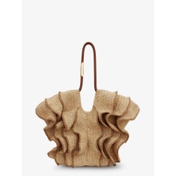 Goldentime raffia shoulder bag with ruffles