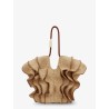 Goldentime raffia shoulder bag with ruffles