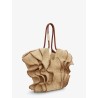 Goldentime raffia shoulder bag with ruffles