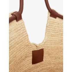 Goldentime raffia shoulder bag with ruffles