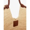 Goldentime raffia shoulder bag with ruffles