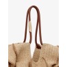 Goldentime raffia shoulder bag with ruffles