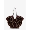 Goldentime raffia shoulder bag with ruffles