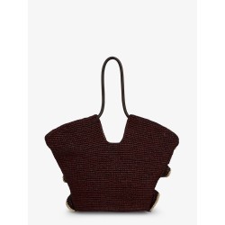 Goldentime raffia shoulder bag with ruffles