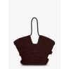 Goldentime raffia shoulder bag with ruffles