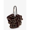 Goldentime raffia shoulder bag with ruffles