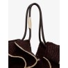 Goldentime raffia shoulder bag with ruffles
