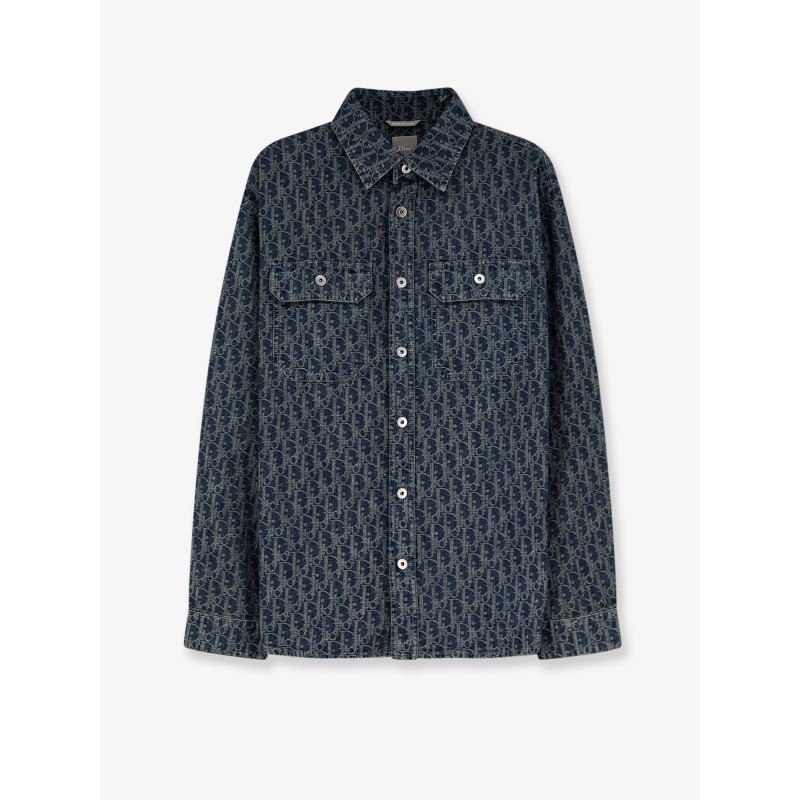 Denim shirt with all-over Dior Oblique motif
