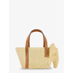 Elephan rafia and leather handbag
