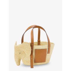 Elephan rafia and leather handbag