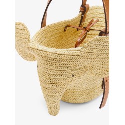 Elephan rafia and leather handbag