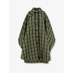Madras wool cape coat