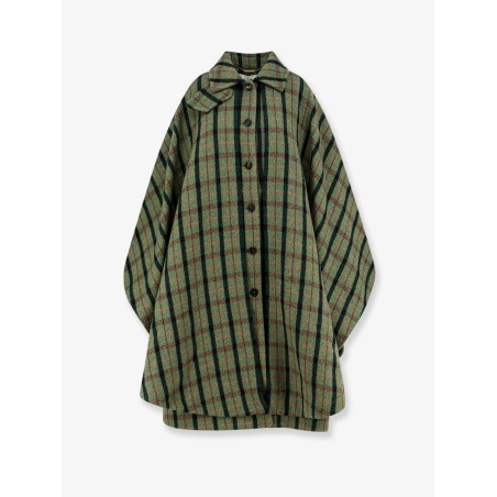 Madras wool cape coat