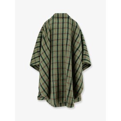Madras wool cape coat