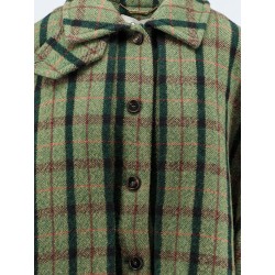 Madras wool cape coat