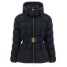 Belted down jacket with logo buckle