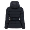 Belted down jacket with logo buckle