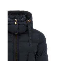 Belted down jacket with logo buckle