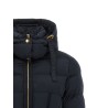 Belted down jacket with logo buckle