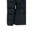 Belted down jacket with logo buckle