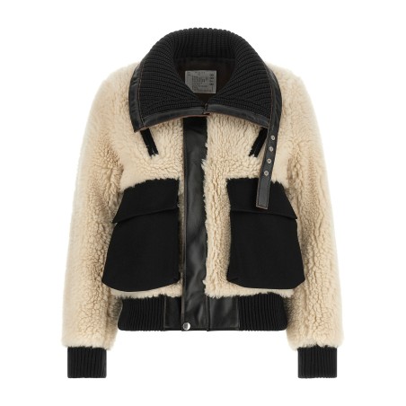 Shearling effect wool jacket