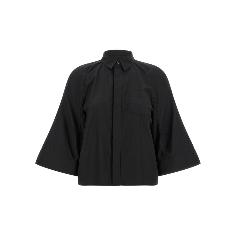 Poplin shirt with wide sleeves