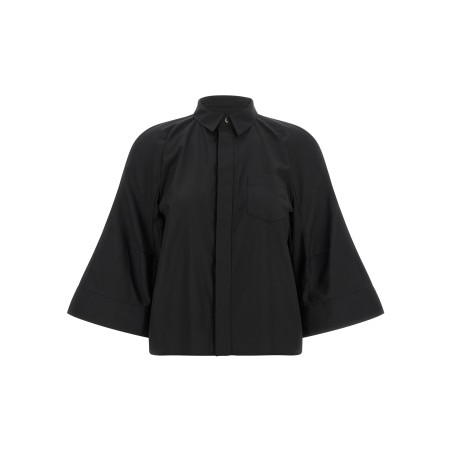 Poplin shirt with wide sleeves