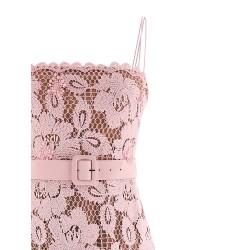 'Pink Crochet Lace Midi' dress