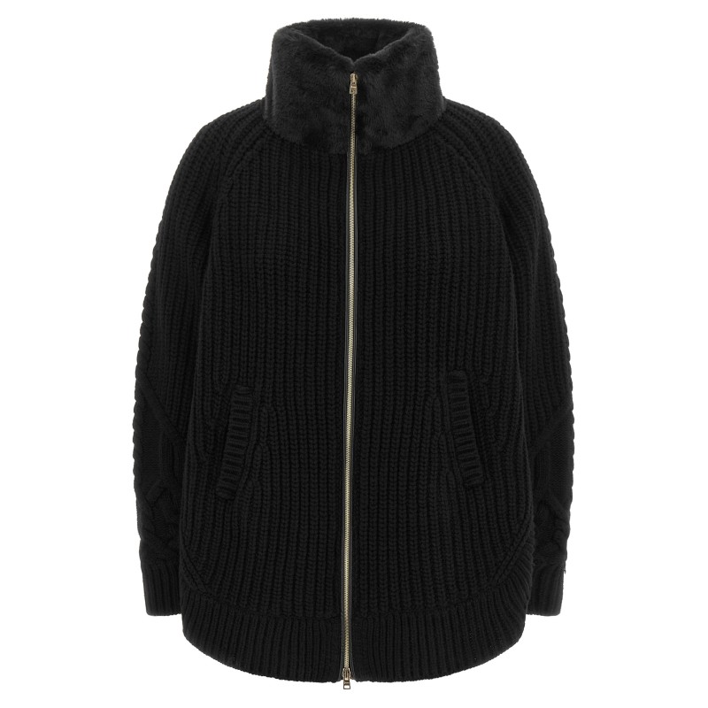 Cardigan with fur insert