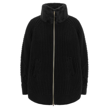 Cardigan with fur insert