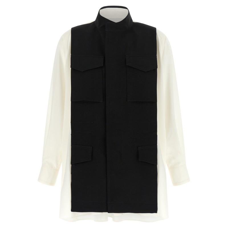Hybrid shirt with front panel model.